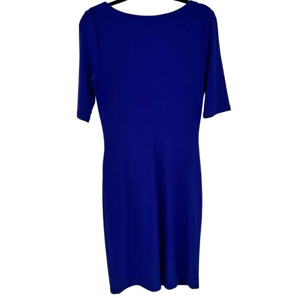 Ralph Lauren Sapphire Blue Cowl Neck‎ Sheath Dress Blue Size 10 - Picture 7 of 9